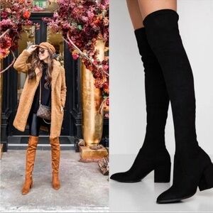 Steve Madden Black Nifty Pointed Toe Over the Knee Boot 7